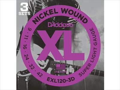 3個セット ダダリオ D'Addario .009-.042 Super Light Gauge EXL-120
